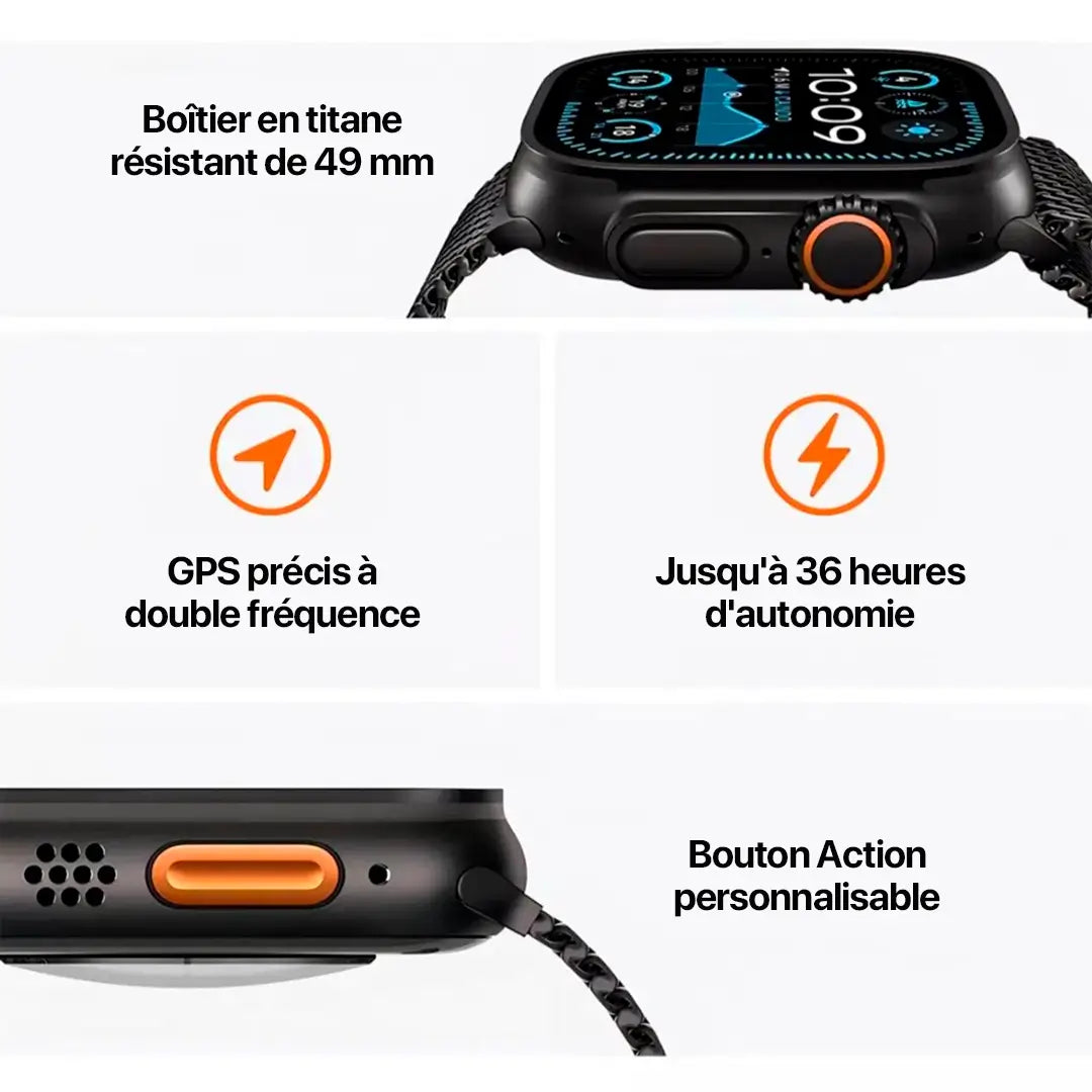 Smartwatch Ultra 2 + CADEAUX LIMITÉS : Pods 3 et Chargeur Portable