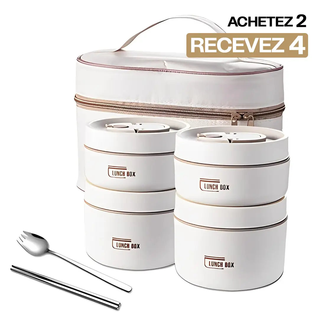 [ACHETEZ 2, RECEVEZ 4] Kit LunchBox Isotherme en Inox + Cadeau : Sac & Couverts