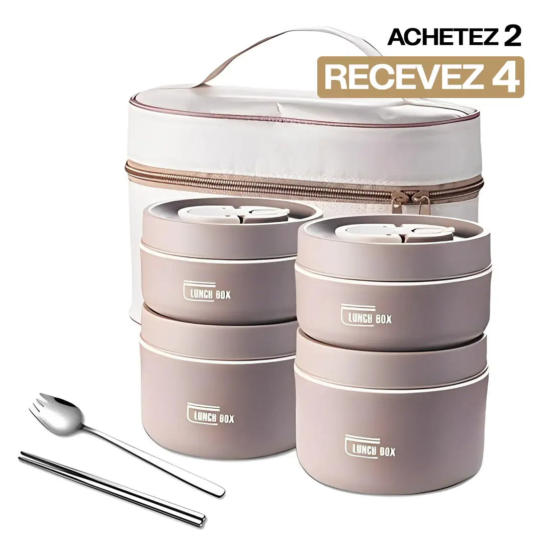 [ACHETEZ 2, RECEVEZ 4] Kit LunchBox Isotherme en Inox + Cadeau : Sac & Couverts